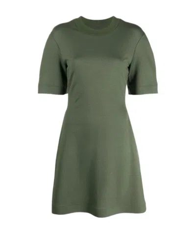 Alexander Mcqueen Rear Logo-print Mini Dress In Green