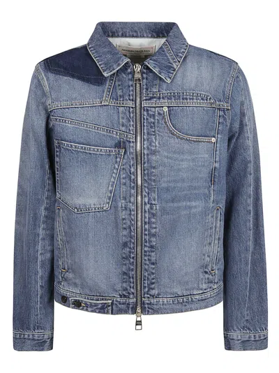 Alexander Mcqueen Reconstructed Dn Jacket In Blue Washed