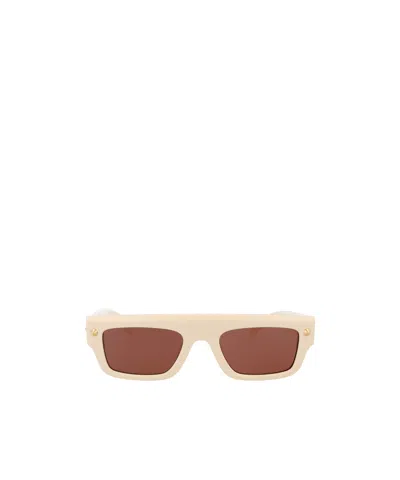 Alexander Mcqueen Rectangle-frame Sunglasses In Brown