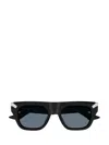 Alexander Mcqueen Rectangle Frame Sunglasses Sunglasses In 002 Black Black Blue