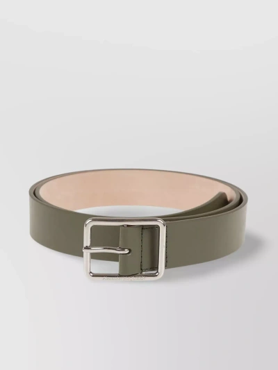 Alexander Mcqueen Rectangular Buckle Refined Leather Belt In Khaki