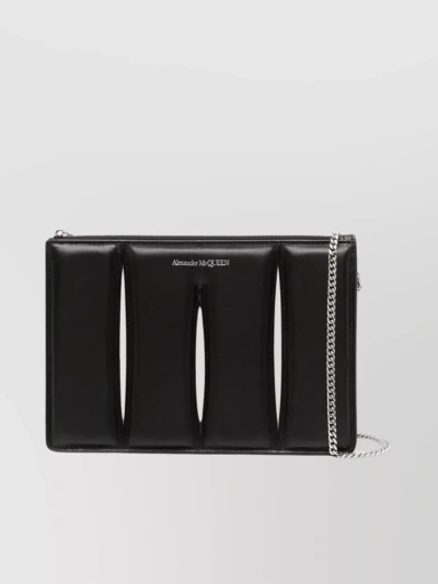 Alexander Mcqueen Rectangular Cut-out Clutch With Chain Handle In Black