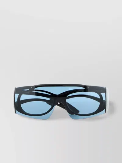 Alexander Mcqueen Rectangular Frame Sunglasses Thick Arms In Blue