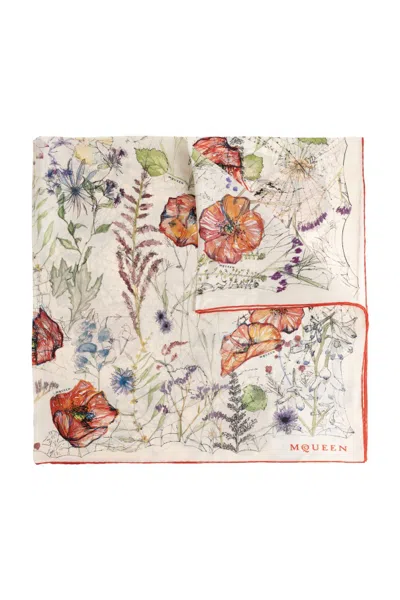 Alexander Mcqueen Rectangular Silk Scarf In Multi