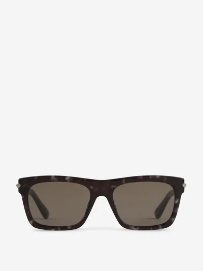 Alexander Mcqueen Rectangular T-bar Sunglasses In Brown