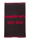 Alexander Mcqueen Red And Black Scarf With Jacquard Logo In Wool Man In Multicolor