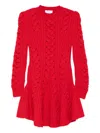 Alexander Mcqueen Wool And Cashmere Cable Knit Mini Dress Clothing In Red