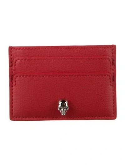 Pre-owned Alexander Mcqueen Red Calfskin Leather Card Holder F Skull Card Holder W/ Tags