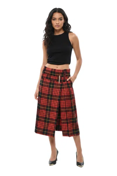 Alexander Mcqueen Red Checks Midi Skirt
