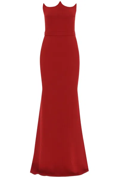 Alexander Mcqueen Red Peak Corset Evening Dress For Women