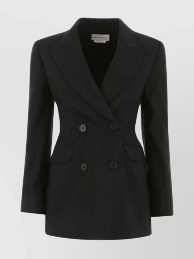 Alexander Mcqueen Refined Double-breasted Wool Blazer In Black