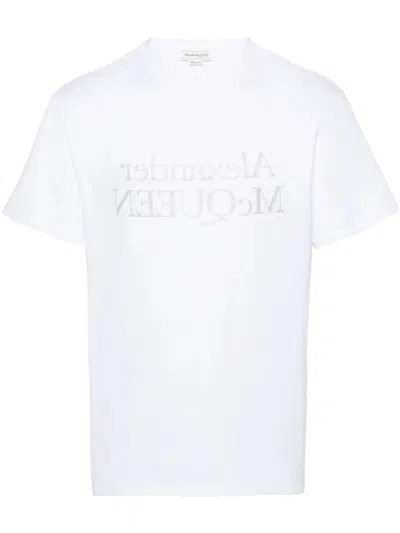Alexander Mcqueen T-shirt Logo Riflesso In White