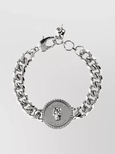 Alexander Mcqueen Regal Skull Chain Bracelet In Metallic