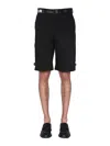 Alexander Mcqueen Brushed Cotton Shorts With Nylon Details In Black