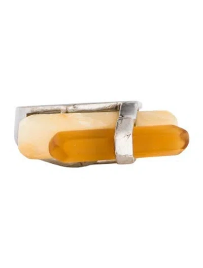 Pre-owned Alexander Mcqueen Resin Cocktail Ring In Multi