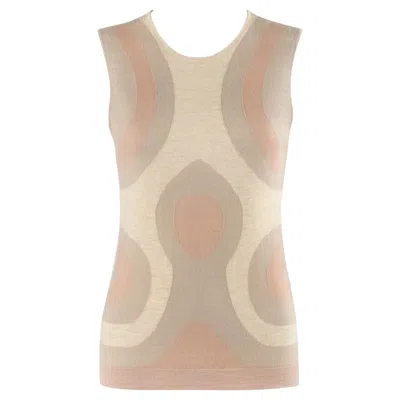 Pre-owned Alexander Mcqueen Resort 2009 Geometric Cashmere Knit Sleeveless Sweater Top In Sand