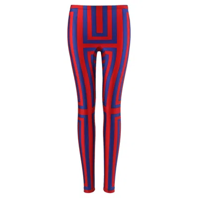 Pre-owned Alexander Mcqueen Resort 2010 Royal Blue & Red Geometric Stripe Legging Pants
