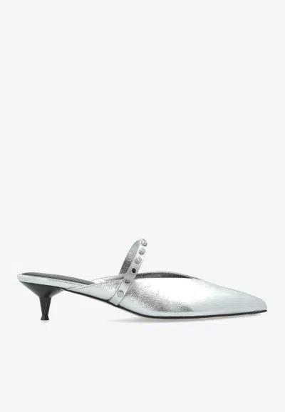 ALEXANDER MCQUEEN REVEL 50 METALLIC LEATHER MULES