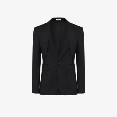 Alexander Mcqueen Reverse Lapel Single-breasted Jacket In Black