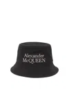 Alexander Mcqueen Black And White Reversible Bucket Hat With Logo Embroidery In Polyamide Man In Black