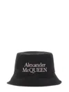 Alexander Mcqueen Black And White Reversible Bucket Hat With Logo Embroidery In Polyamide Man