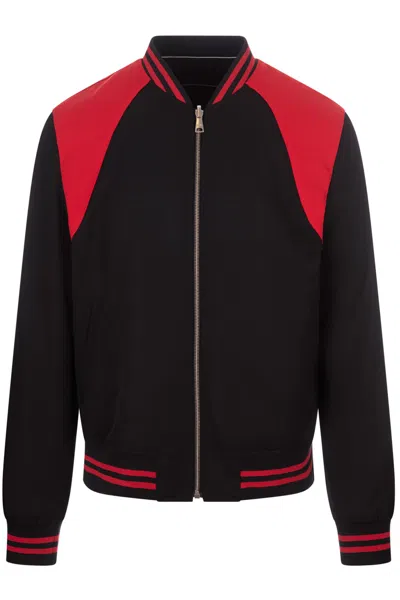 Alexander Mcqueen Two-tone Reversible Bomber Jacket In Black