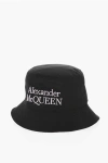 Alexander Mcqueen Black And White Reversible Bucket Hat With Logo Embroidery In Polyamide Man