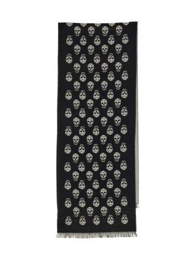 Alexander Mcqueen Reversible Scarf With Skull In Multicolour
