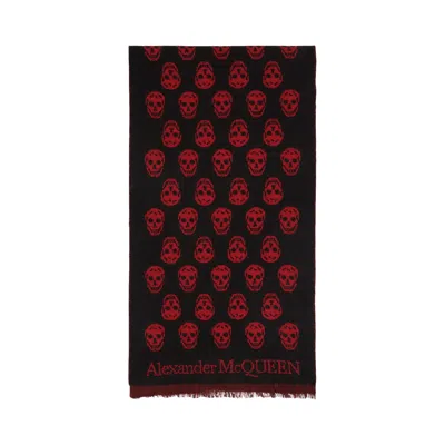 Pre-owned Alexander Mcqueen Reversible Skull Scarf 'black/red' | Men's Size Onesize