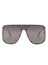 Alexander Mcqueen Shield-sonnenbrille Mit Strass In Silber