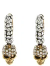 Alexander Mcqueen Rhinestone-embellished Skull Pendant Earrings In Gold
