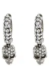 Alexander Mcqueen Rhinestone-embellished Skull Pendant Earrings In Silver
