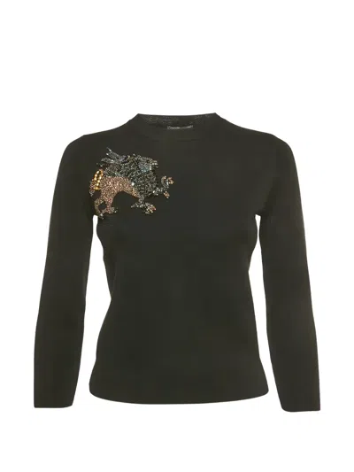 Pre-owned Alexander Mcqueen Rhinestone-embellishments Sweater In Black