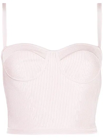 ALEXANDER MCQUEEN RIB-KNITTED BUSTIER CROP TOP