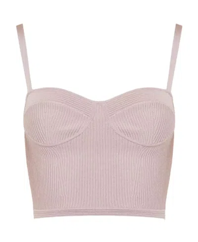 ALEXANDER MCQUEEN ALEXANDER MCQUEEN RIBBED CROPPED BUSTIER TOP