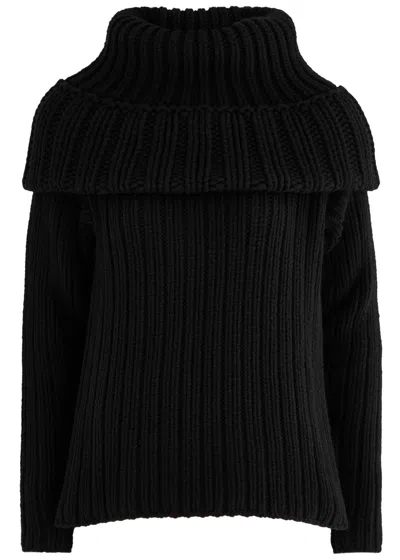 Alexander Mcqueen Ribbed Cashmere Jumper In Black