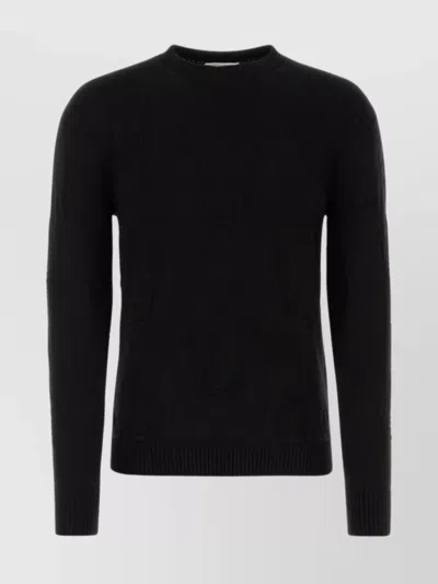 Alexander Mcqueen Ribbed Cotton Crew-neck Sweater In Black