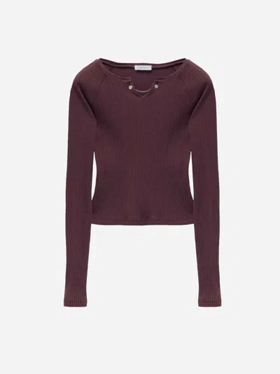 Alexander Mcqueen Ribbed Cotton Top In Red
