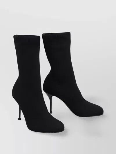Alexander Mcqueen Ribbed Cuff Stiletto Heel Ankle Boots