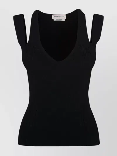 Alexander Mcqueen Slashed Sleeveless Top In Black