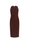 Alexander Mcqueen Ribbed Midi Dress In Red