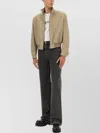 Alexander Mcqueen Ribbed High Collar Jacket With Button Accents In Green