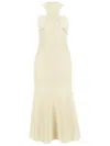 Alexander Mcqueen Off-white Slashed Harness Midi Dress In Ivory