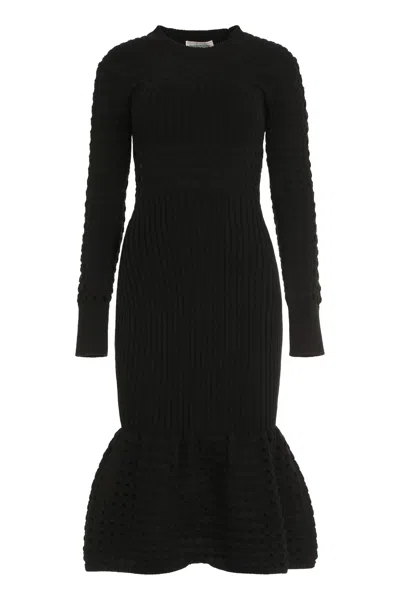 ALEXANDER MCQUEEN RIBBED KNIT MIDI DRESS