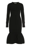 Alexander Mcqueen Knit Midi Dress Silhouette Flared In Black