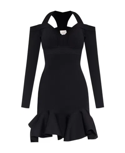 ALEXANDER MCQUEEN ALEXANDER MCQUEEN RUFFLE DETAILED FLARED MINI DRESS