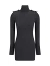 Alexander Mcqueen Alexander Mc Queen Ribbed Mini Dress In Grey Melange