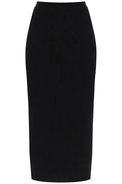 Alexander Mcqueen Ribbed-knit Pencil Skirt In Black