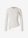 Alexander Mcqueen Ribbed-knit Asymmetric Top In Beige