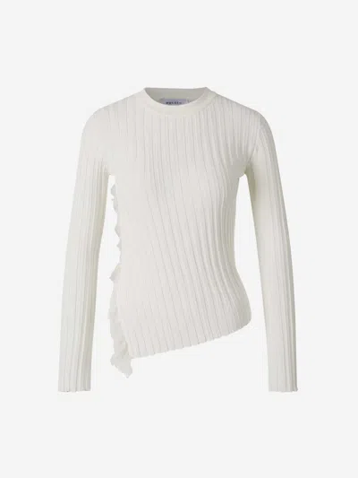 Alexander Mcqueen Ribbed Knit Sweater In Beige